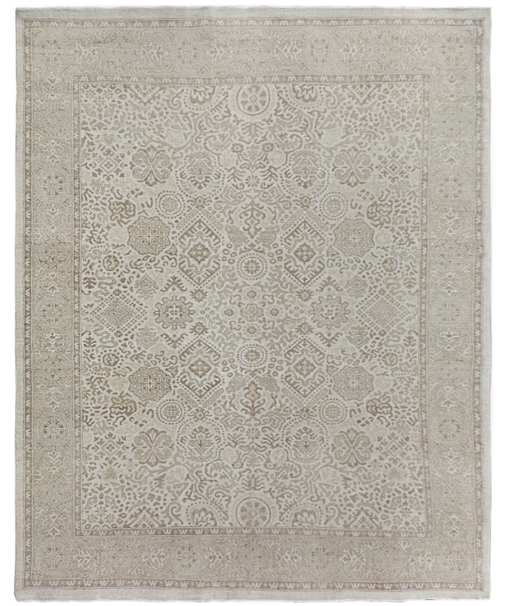 Handmade Afghan Chobi Rug | Bamyan Collection | 293 x 243 cm | 9'8" x 8' - Najaf Rugs & Textile