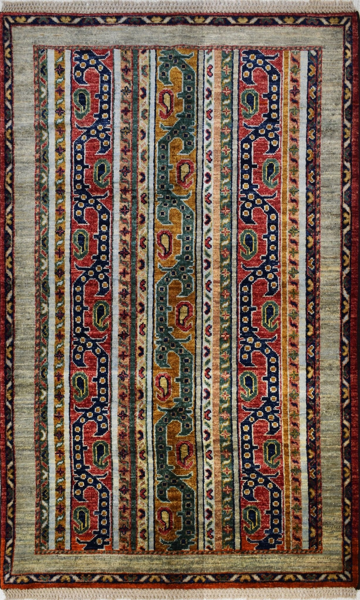 Handmade Afghan Chobi Shaal Rug | 155 x 106 cm | 5' x 3'4" - Najaf Rugs & Textile