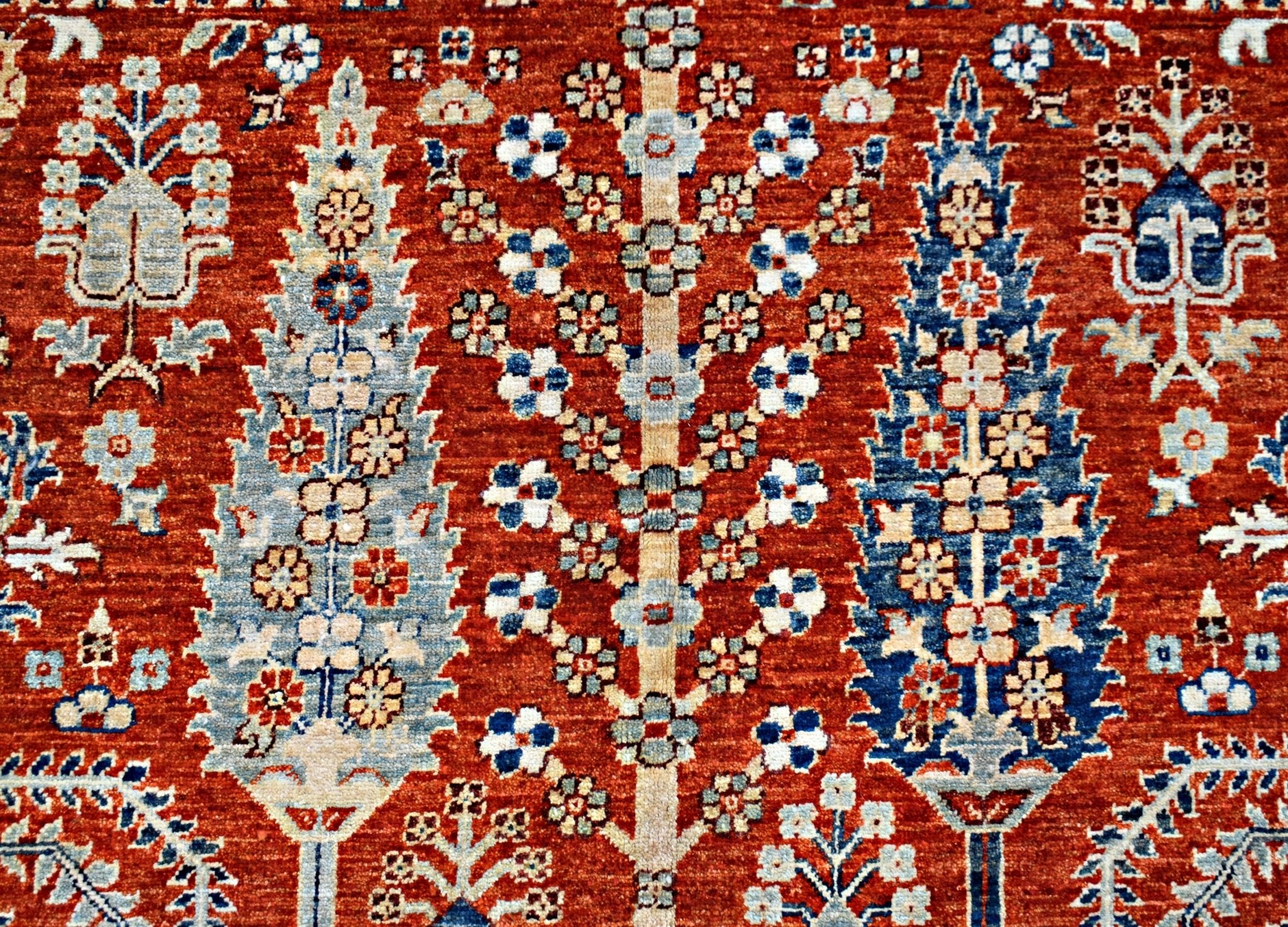 Handmade Afghan Chobi Tree Of Life Rug | 239 x 167 cm | 7'10" x 5'6" - Najaf Rugs & Textile