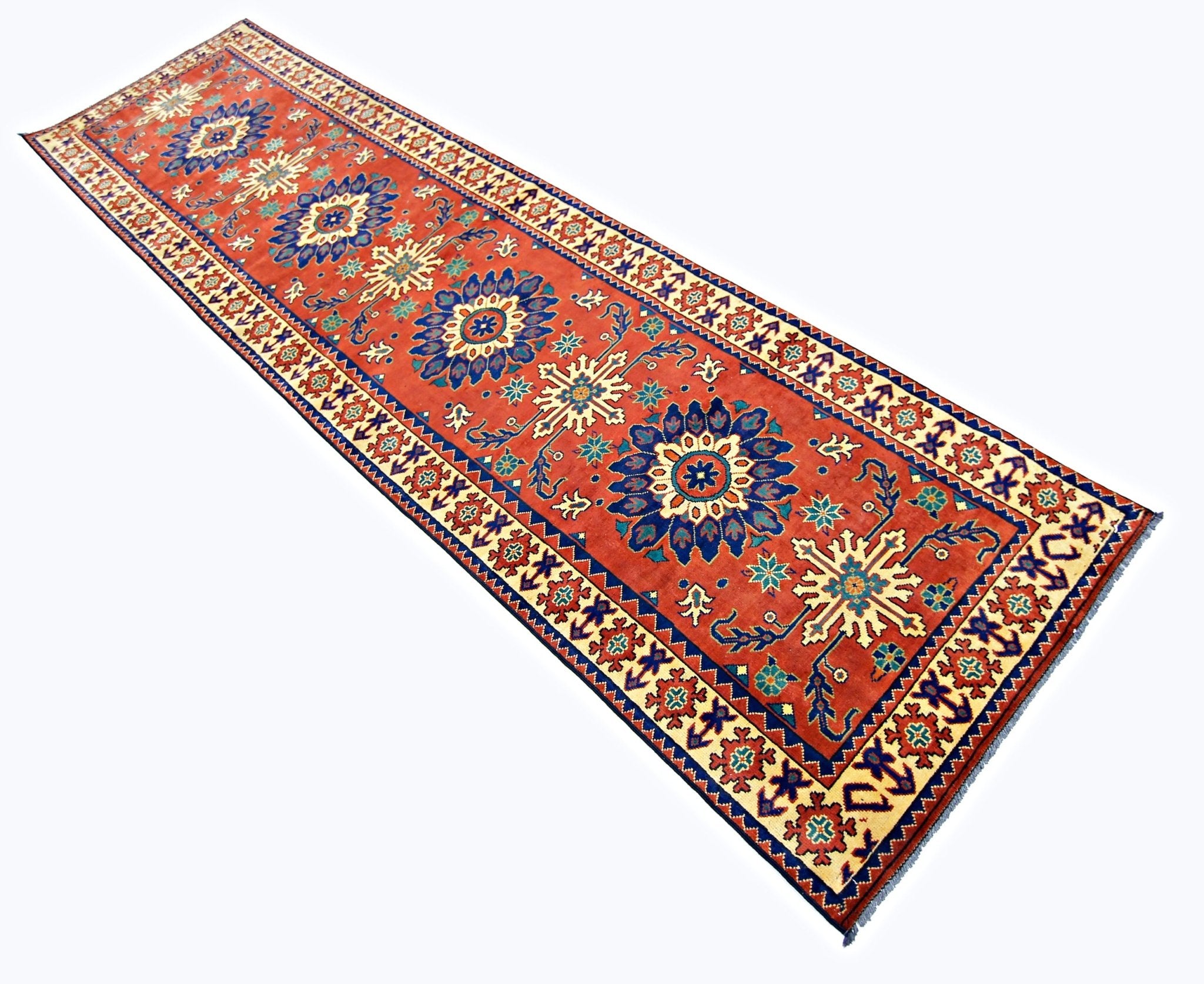 Handmade Afghan Hallway Runner | 311 x 82 cm | 10’2” x 2'8" - Najaf Rugs & Textile