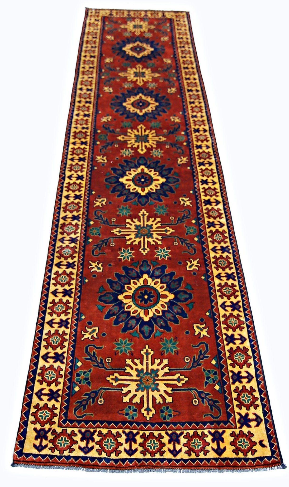 Handmade Afghan Hallway Runner | 311 x 82 cm | 10’2” x 2'8" - Najaf Rugs & Textile