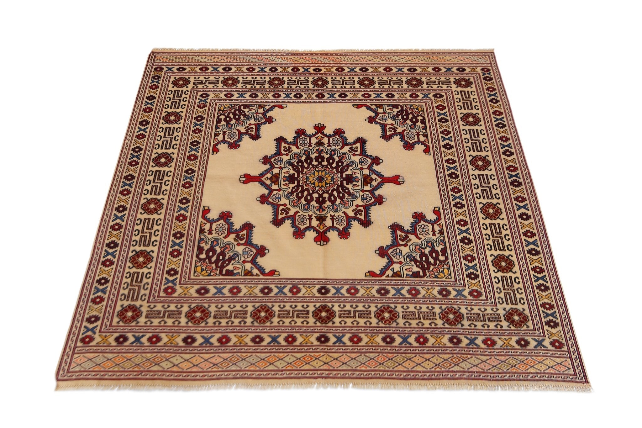 Handmade Afghan Herati Rug | 153 x 142 cm | 5'1" x 4' - Najaf Rugs & Textile