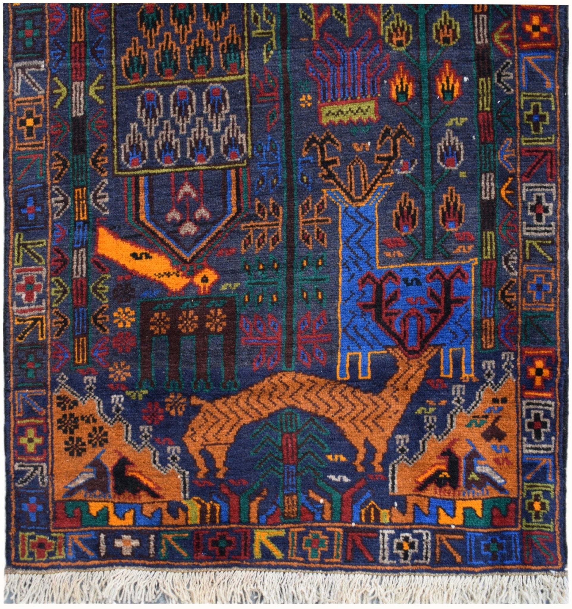 Handmade Afghan Hunting Design Hallway Runner | 266 x 85 cm | 8'9" x 2'10" - Najaf Rugs & Textile