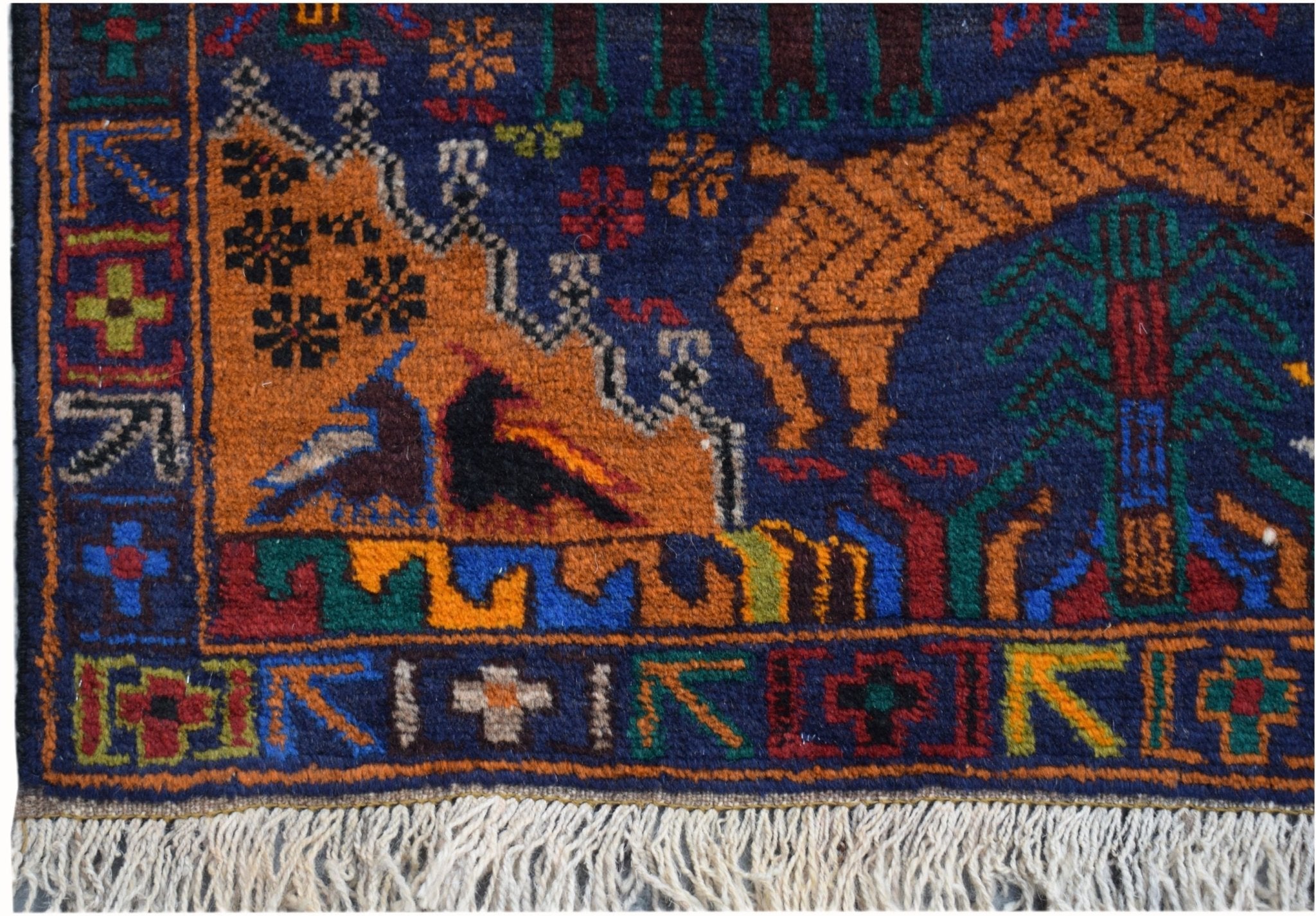 Handmade Afghan Hunting Design Hallway Runner | 266 x 85 cm | 8'9" x 2'10" - Najaf Rugs & Textile