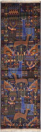 Handmade Afghan Hunting Design Hallway Runner | 275 x 86 cm | 9'1" x 2'10" - Najaf Rugs & Textile