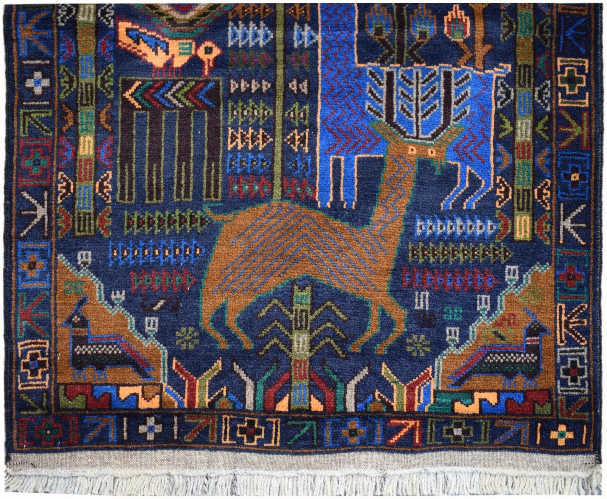 Handmade Afghan Hunting Design Hallway Runner | 275 x 86 cm | 9'1" x 2'10" - Najaf Rugs & Textile