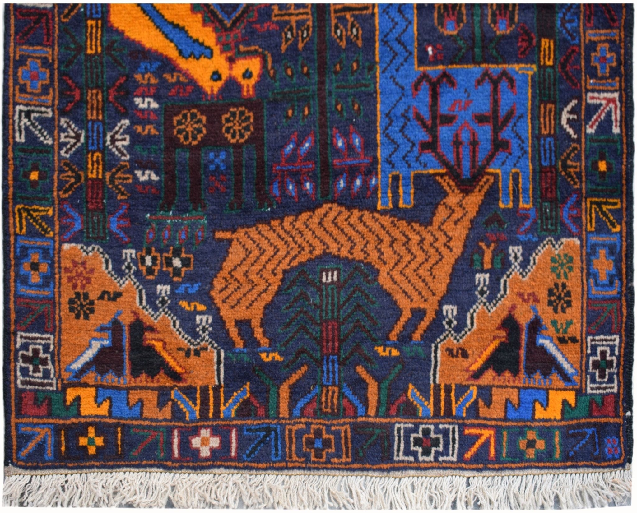 Handmade Afghan Hunting Design Hallway Runner | 287 x 83 cm | 9'5" x 2'9" - Najaf Rugs & Textile