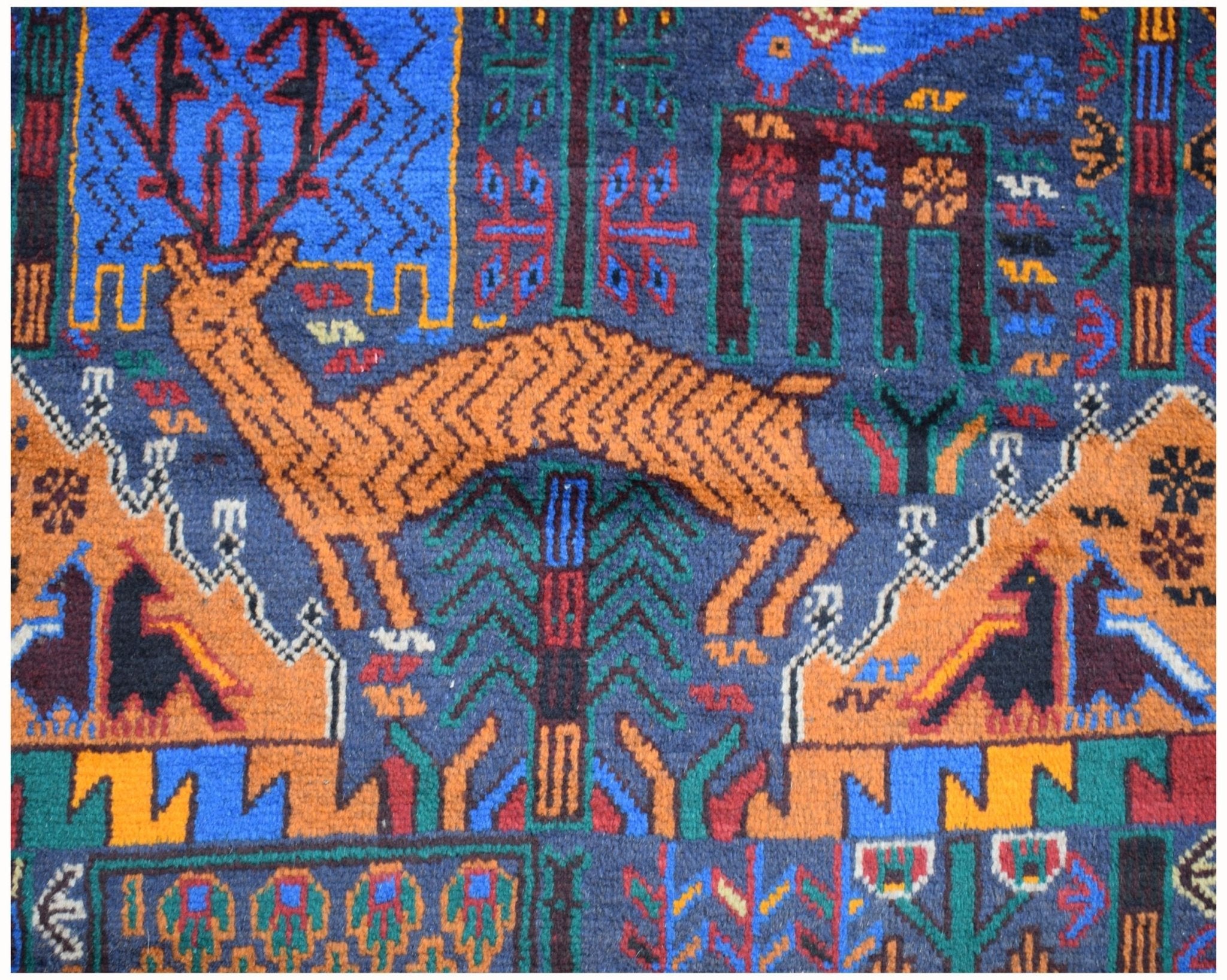 Handmade Afghan Hunting Design Hallway Runner | 287 x 83 cm | 9'5" x 2'9" - Najaf Rugs & Textile