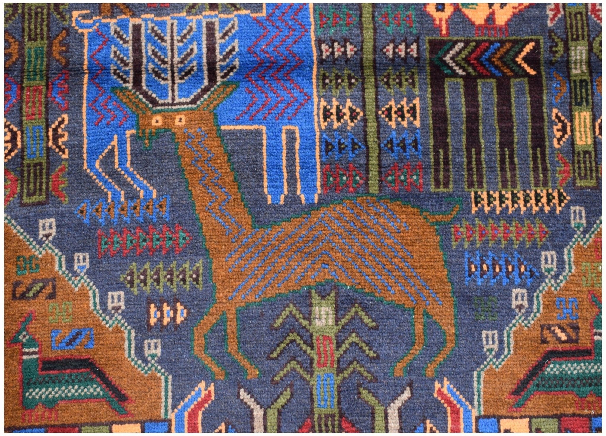 Handmade Afghan Hunting Design Hallway Runner | 294 x 88 cm | 9'8" x 2'11" - Najaf Rugs & Textile