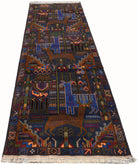 Handmade Afghan Hunting Design Hallway Runner | 294 x 88 cm | 9'8" x 2'11" - Najaf Rugs & Textile