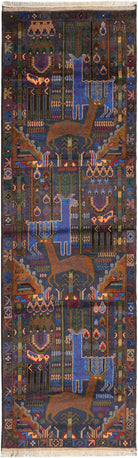 Handmade Afghan Hunting Design Hallway Runner | 294 x 88 cm | 9'8" x 2'11" - Najaf Rugs & Textile