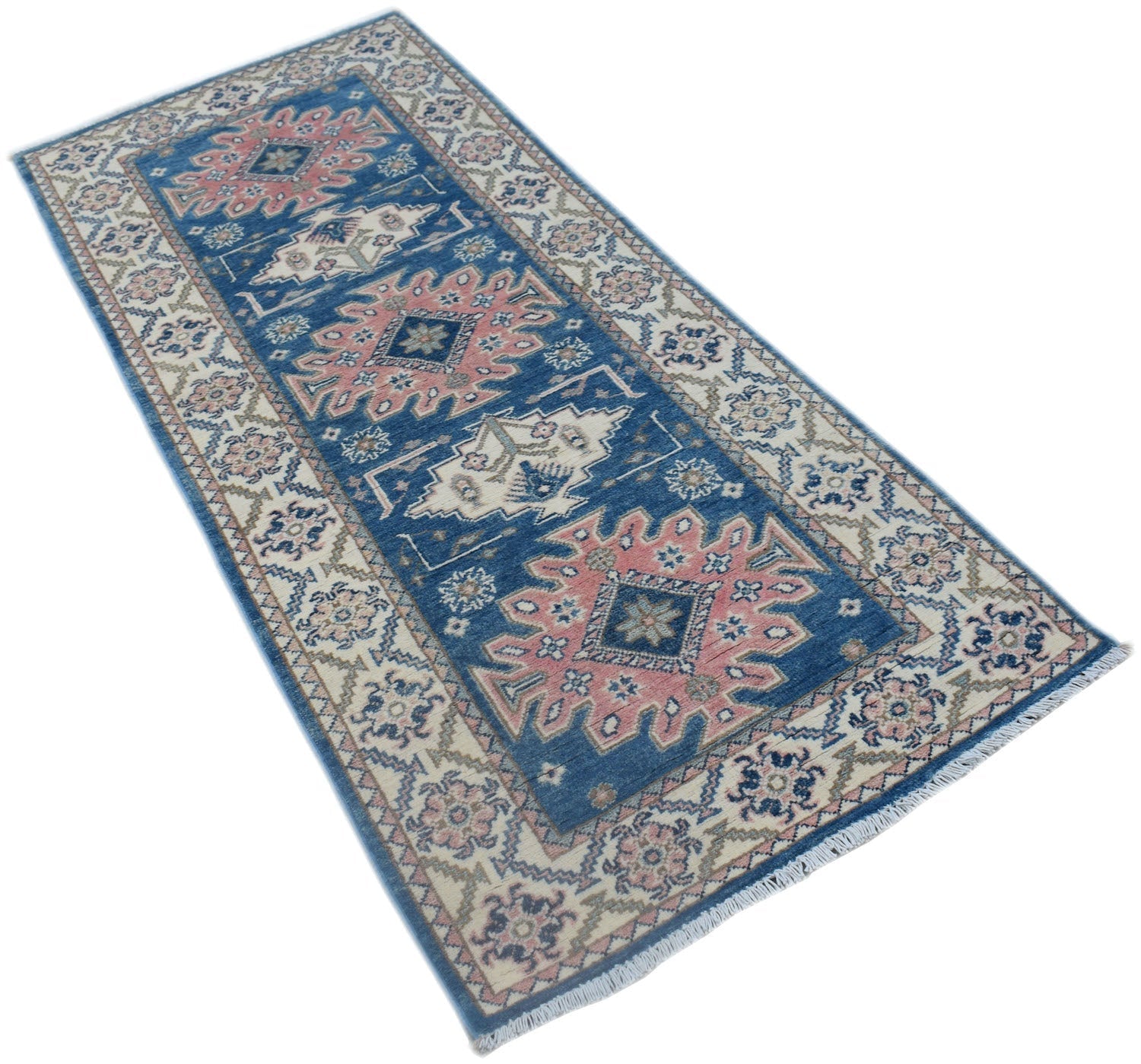 Handmade Afghan Kazakh Hallway Runner | 195 x 78 cm | 6'5" x 2'7" - Najaf Rugs & Textile