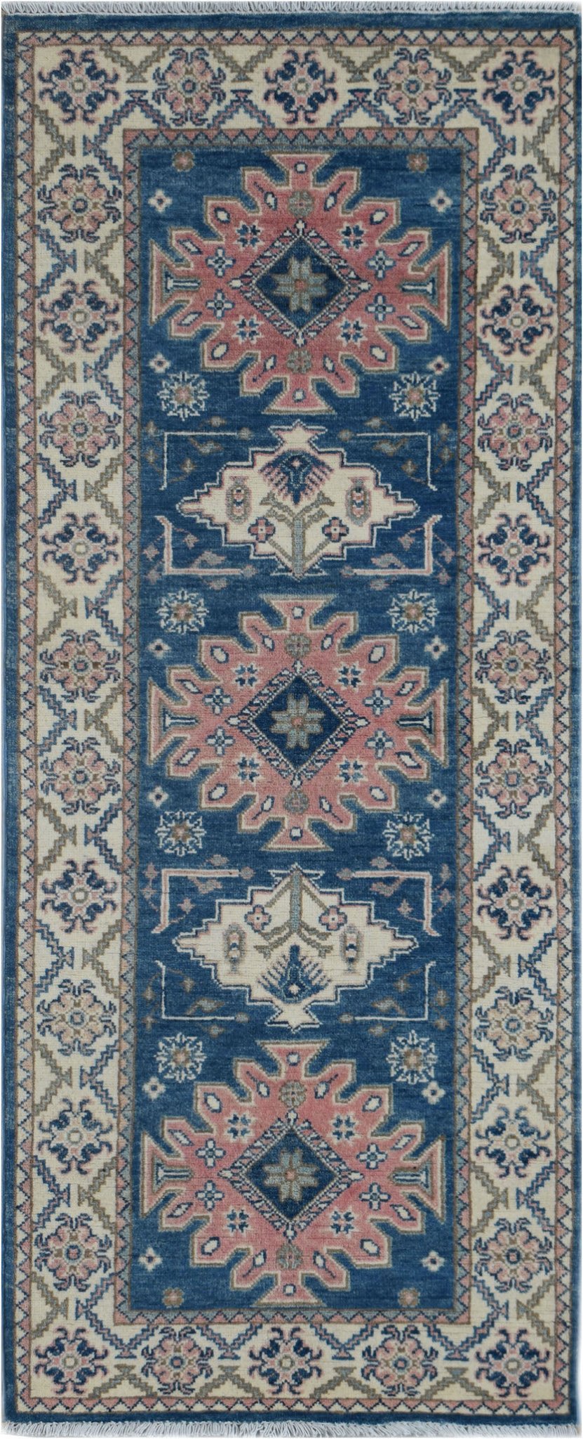 Handmade Afghan Kazakh Hallway Runner | 195 x 78 cm | 6'5" x 2'7" - Najaf Rugs & Textile