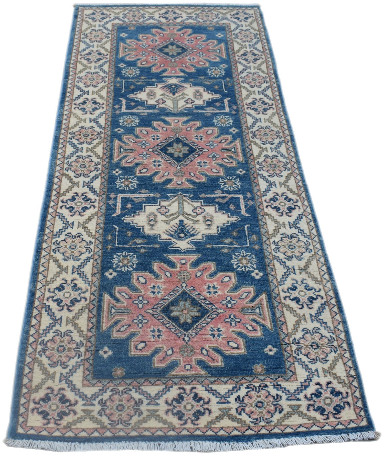 Handmade Afghan Kazakh Hallway Runner | 195 x 78 cm | 6'5" x 2'7" - Najaf Rugs & Textile