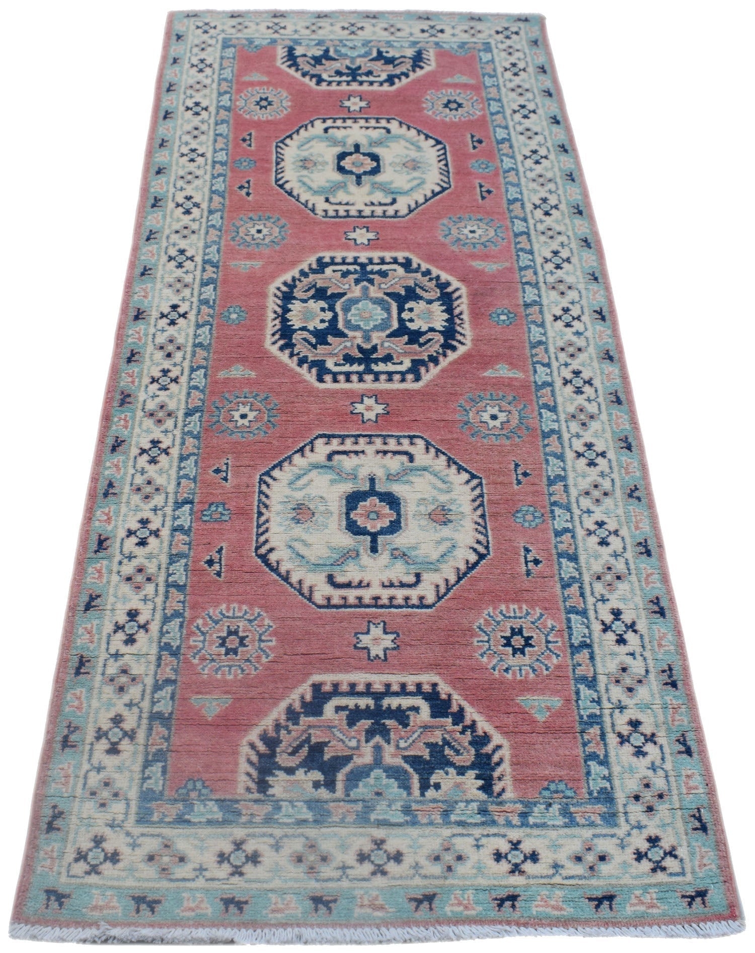 Handmade Afghan Kazakh Hallway Runner | 197 x 78 cm | 6'6" x 2'7" - Najaf Rugs & Textile