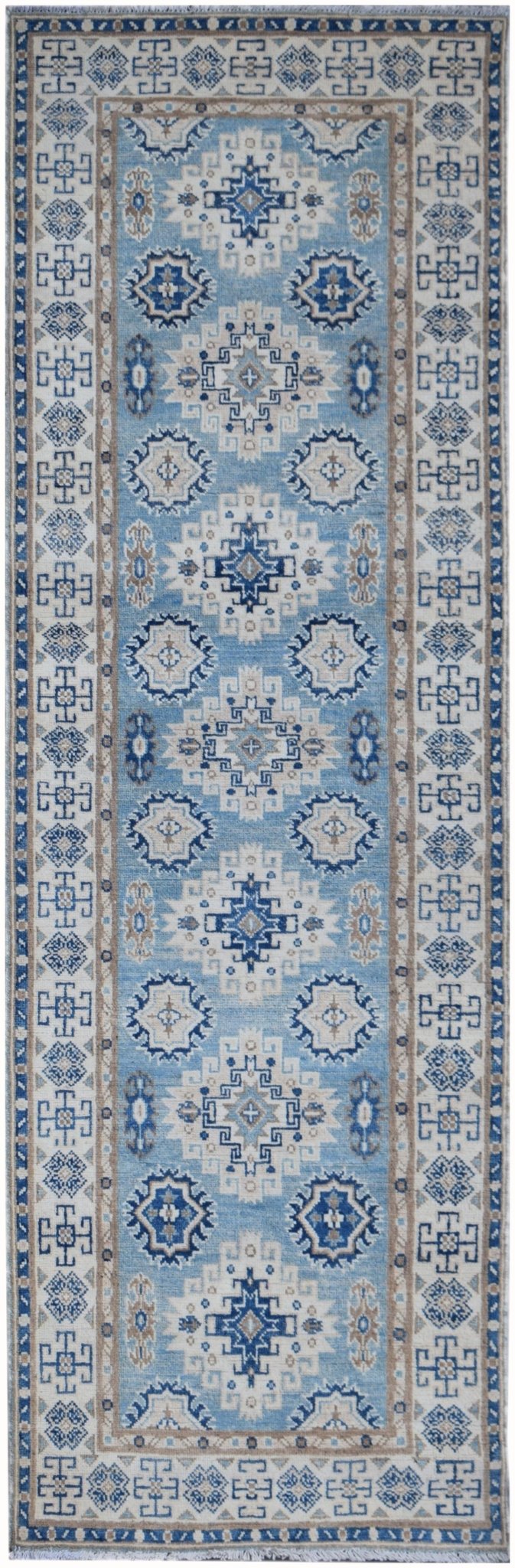 Handmade Afghan Kazakh Hallway Runner | 238 x 79 cm | 7'10" x 2'7" - Najaf Rugs & Textile