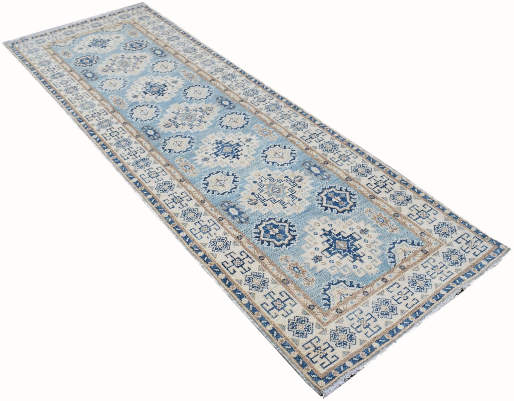 Handmade Afghan Kazakh Hallway Runner | 238 x 79 cm | 7'10" x 2'7" - Najaf Rugs & Textile