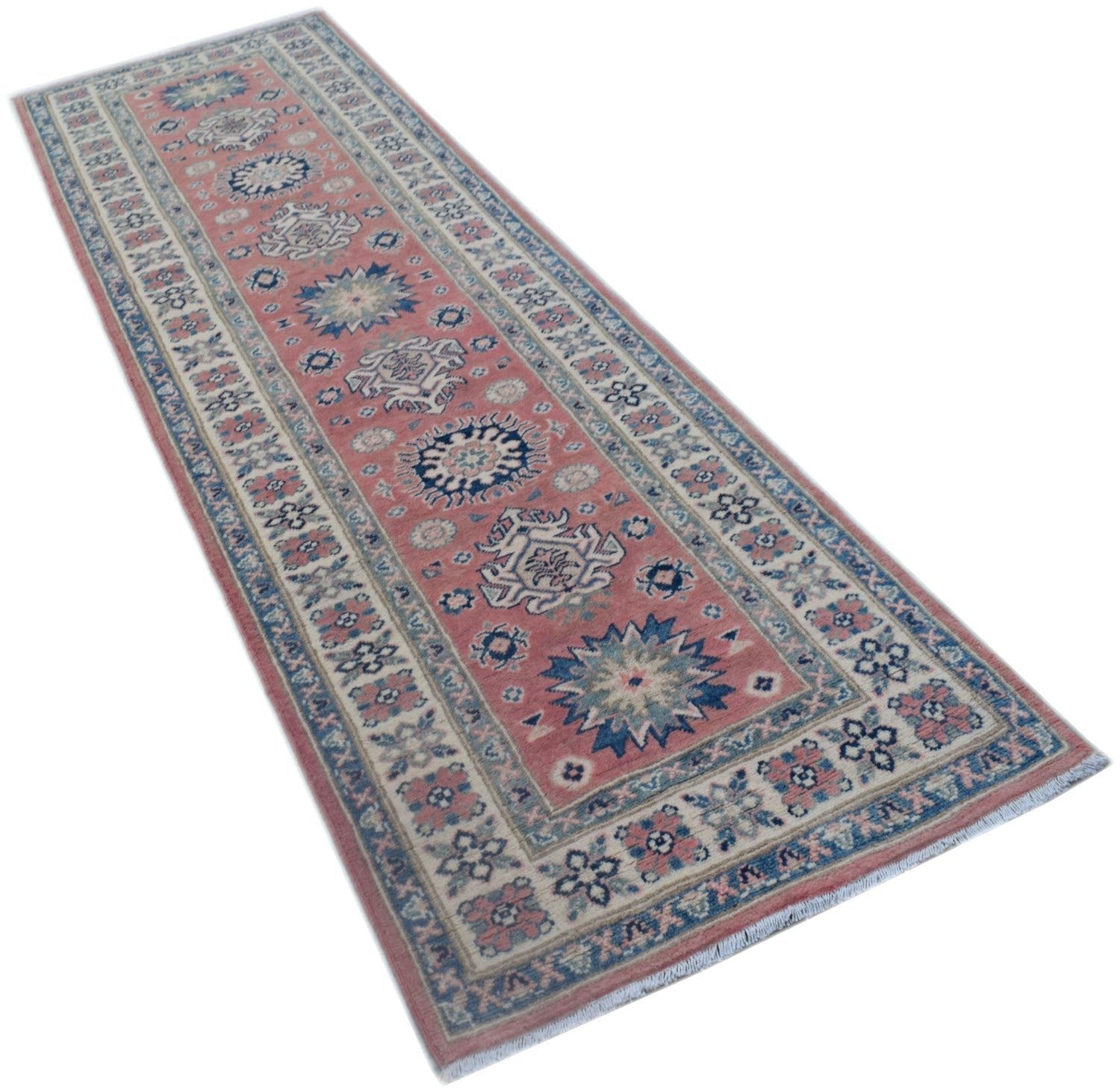 Handmade Afghan Kazakh Hallway Runner | 276 x 79 cm | 9'1" x 2'8" - Najaf Rugs & Textile