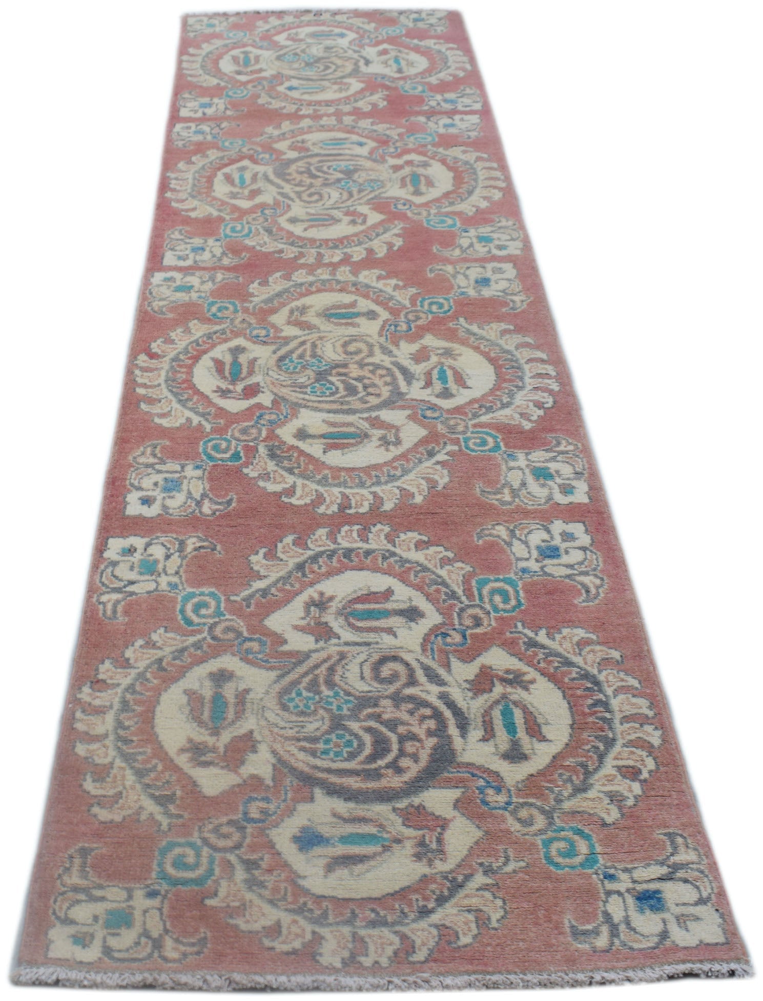 Handmade Afghan Kazakh Hallway Runner | 282 x 76 cm | 9'3" x 2'6" - Najaf Rugs & Textile