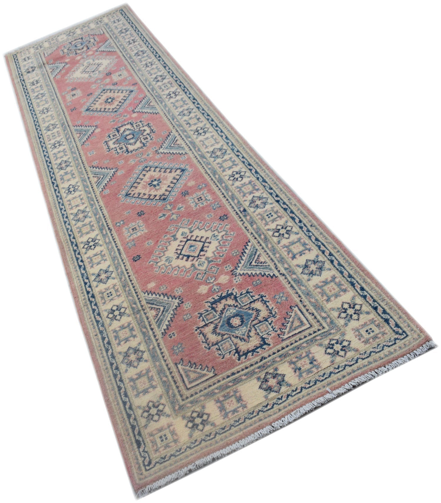 Handmade Afghan Kazakh Hallway Runner | 286 x 79 cm | 9'5" x 2'8" - Najaf Rugs & Textile