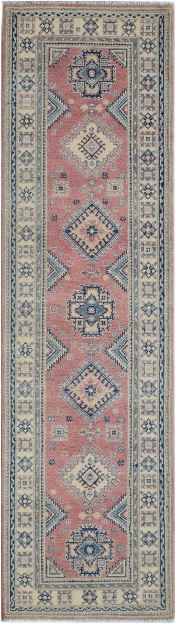 Handmade Afghan Kazakh Hallway Runner | 286 x 79 cm | 9'5" x 2'8" - Najaf Rugs & Textile