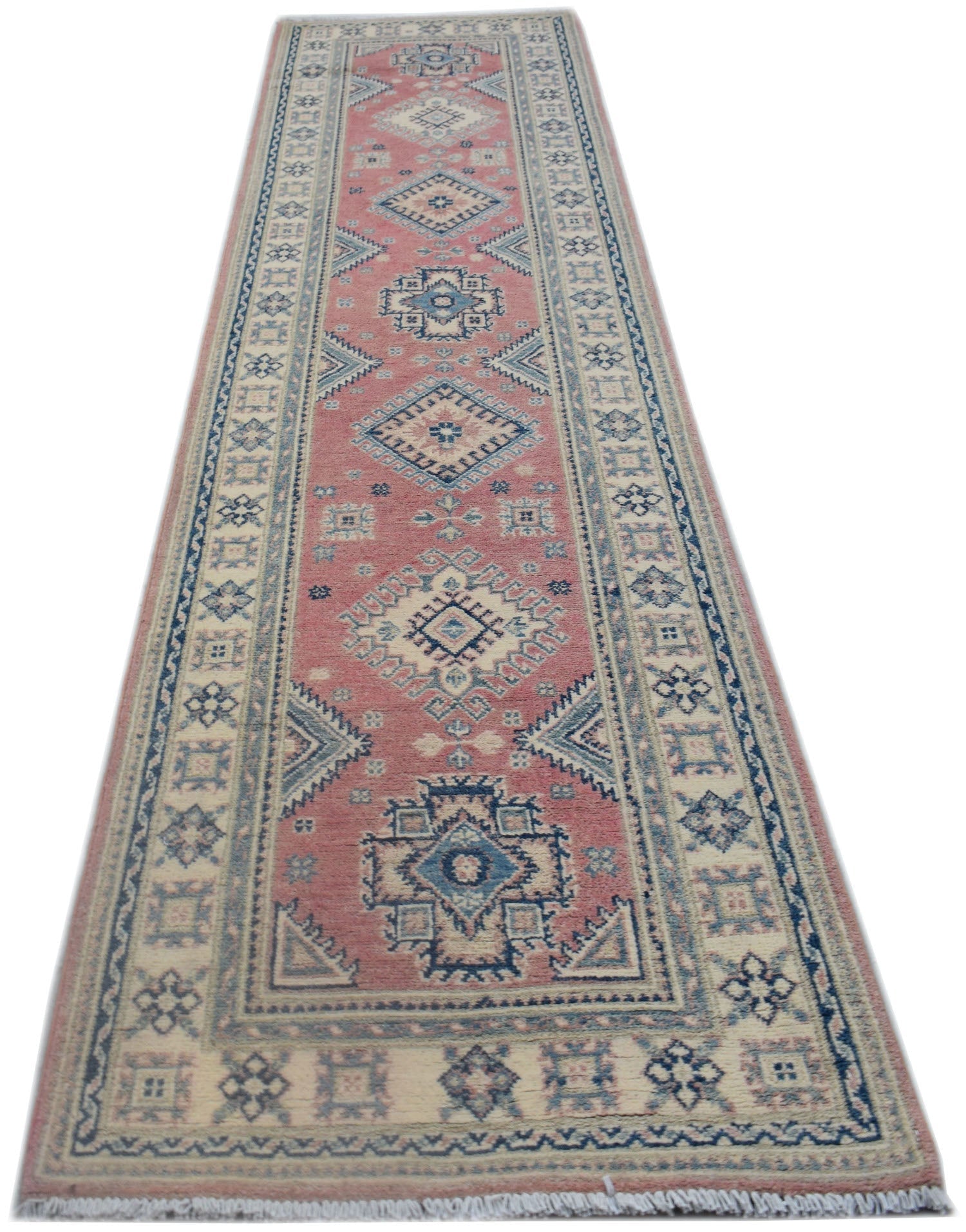 Handmade Afghan Kazakh Hallway Runner | 286 x 79 cm | 9'5" x 2'8" - Najaf Rugs & Textile