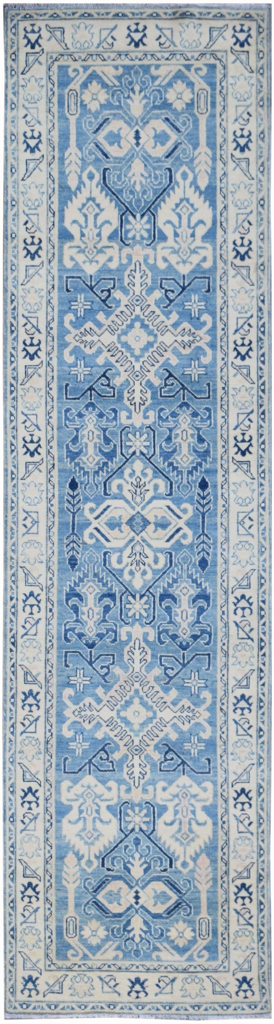 Handmade Afghan Kazakh Hallway Runner | 287 x 79 cm | 9'9" x 2'7" - Najaf Rugs & Textile