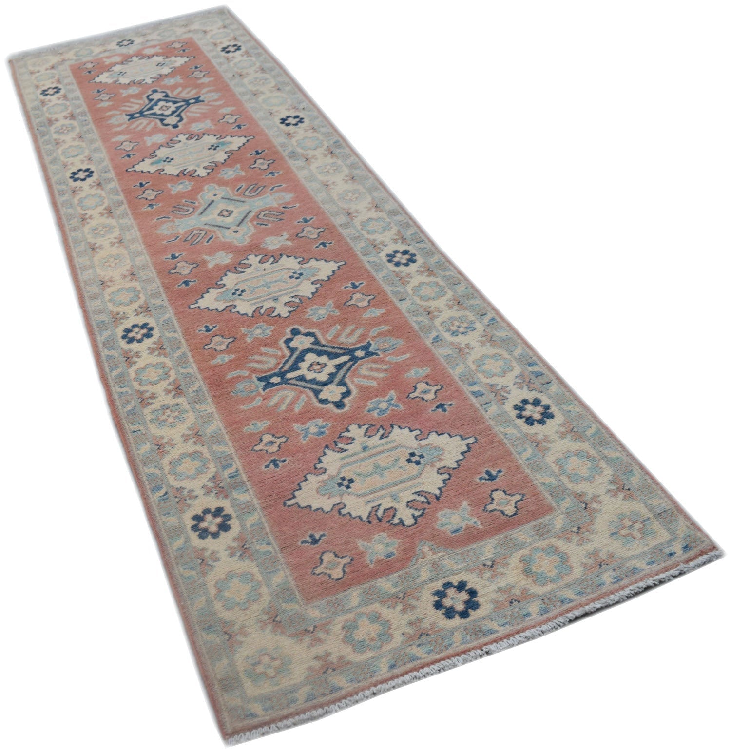 Handmade Afghan Kazakh Hallway Runner | 289 x 81 cm | 9'6" x 2'9" - Najaf Rugs & Textile