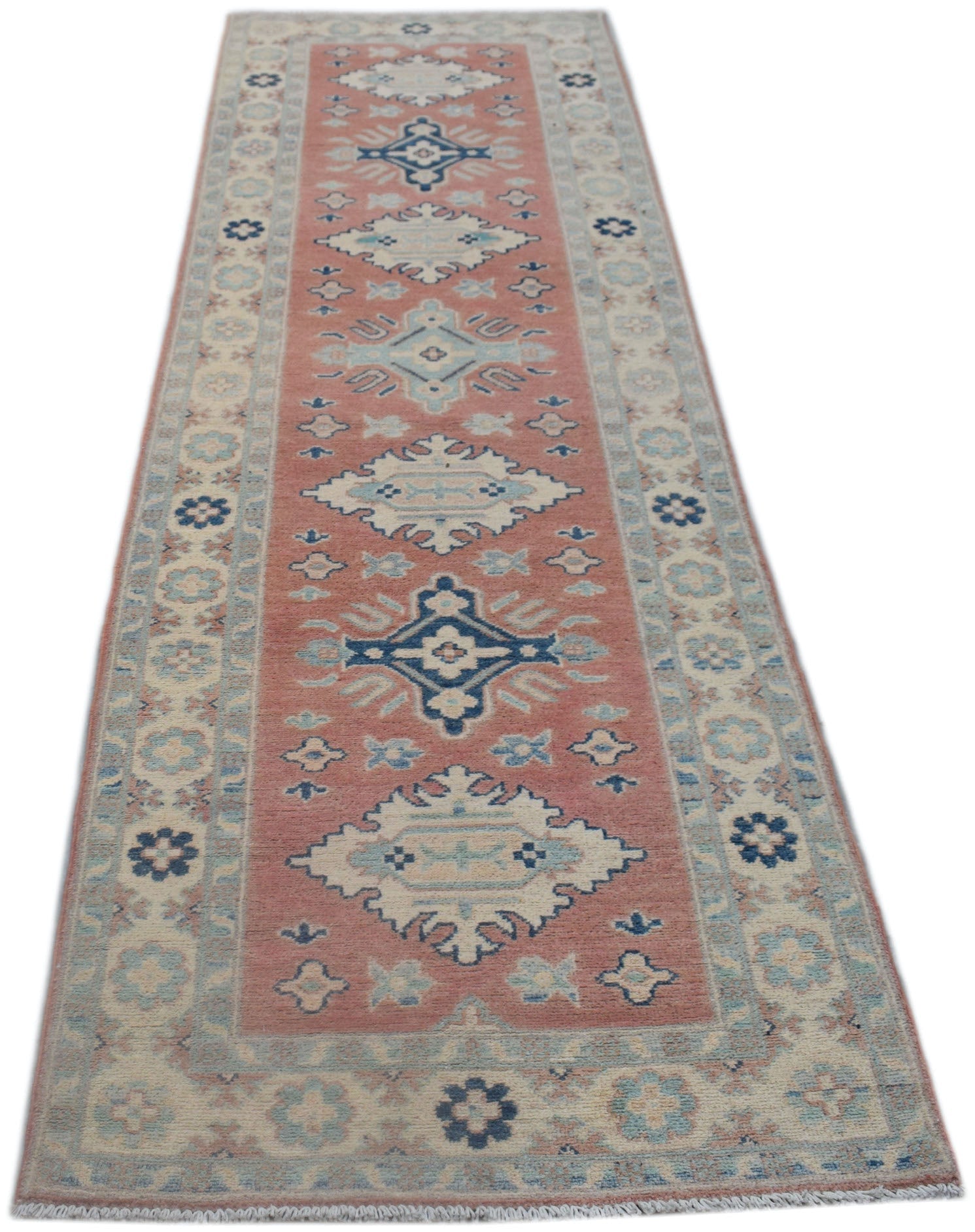 Handmade Afghan Kazakh Hallway Runner | 289 x 81 cm | 9'6" x 2'9" - Najaf Rugs & Textile