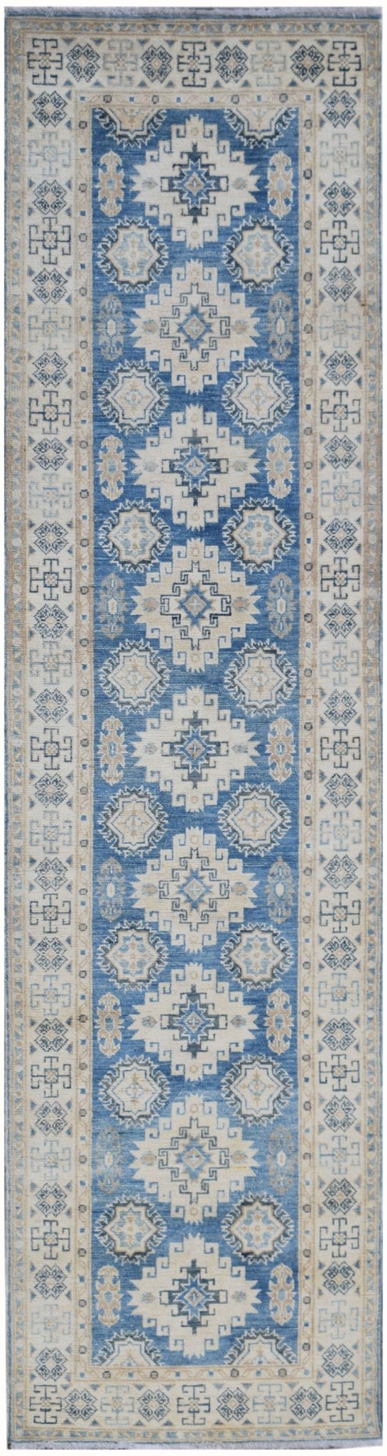 Handmade Afghan Kazakh Hallway Runner | 290 x 77 cm | 9'6" x 2'6" - Najaf Rugs & Textile