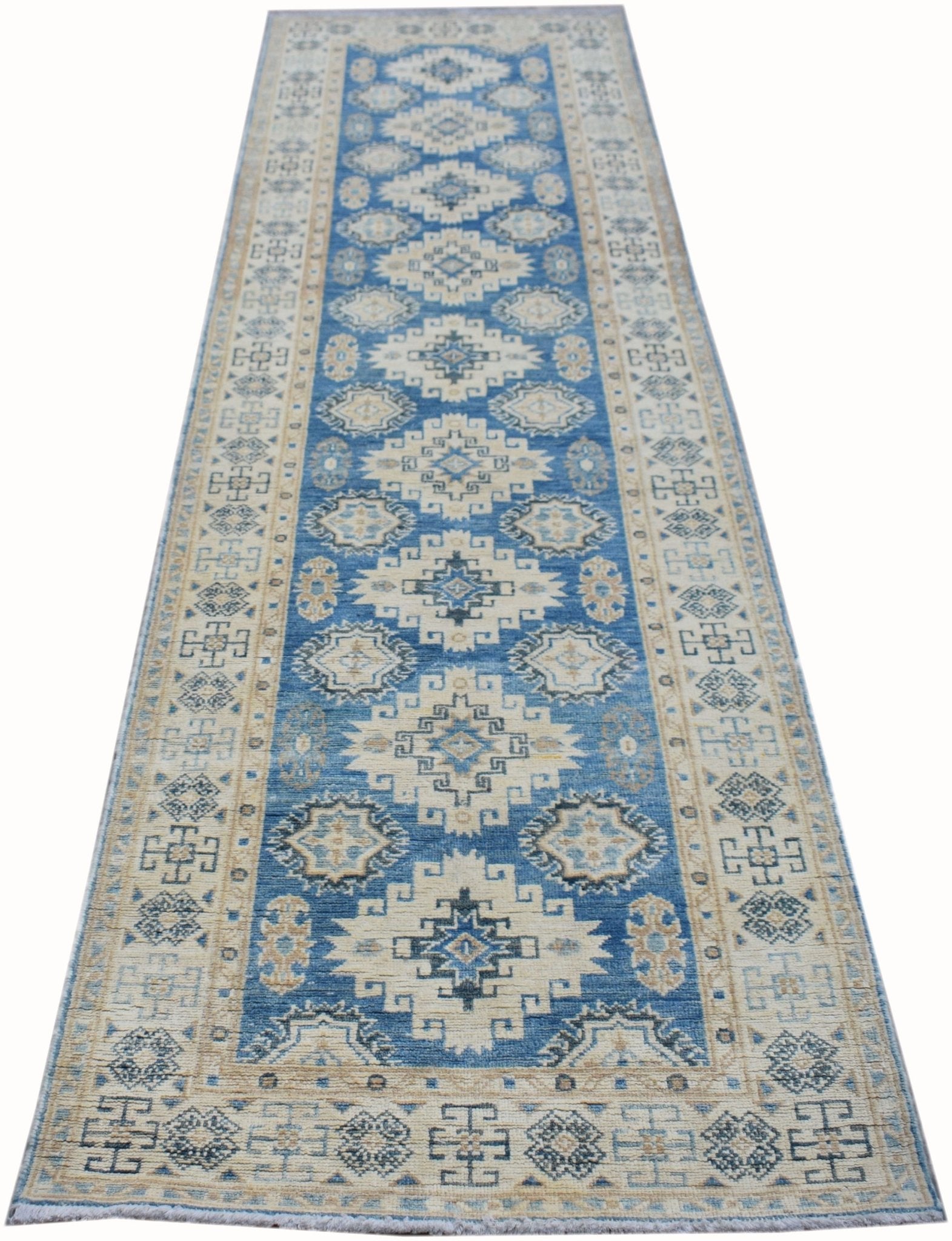 Handmade Afghan Kazakh Hallway Runner | 290 x 77 cm | 9'6" x 2'6" - Najaf Rugs & Textile