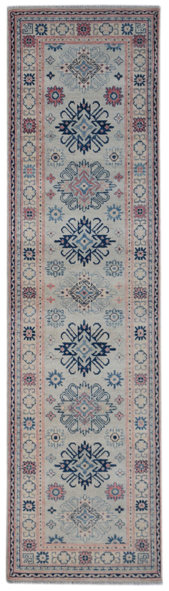 Handmade Afghan Kazakh Hallway Runner | 290 x 80 cm | 9'6" x 2'8" - Najaf Rugs & Textile