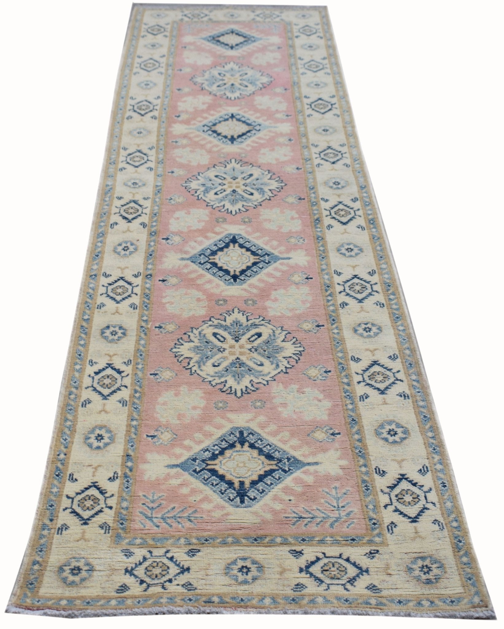 Handmade Afghan Kazakh Hallway Runner | 292 x 77 cm | 9'7" x 2'7" - Najaf Rugs & Textile