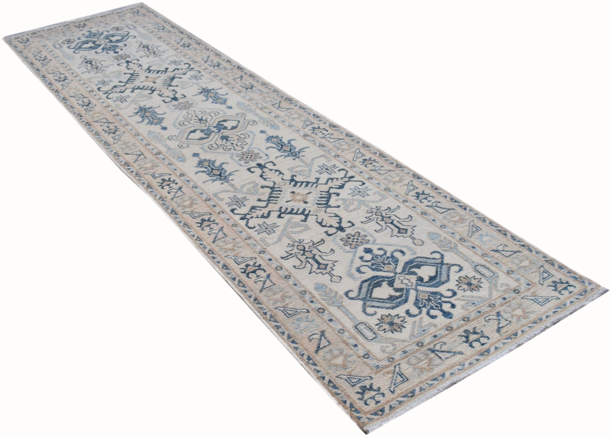 Handmade Afghan Kazakh Hallway Runner | 292 x 77 cm | 9'7" x 2'7" - Najaf Rugs & Textile