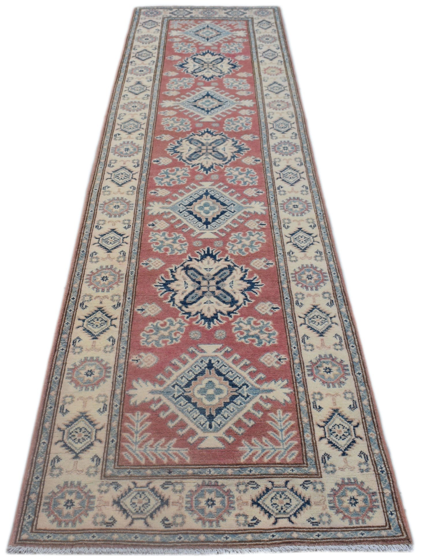 Handmade Afghan Kazakh Hallway Runner | 292 x 79 cm | 9'7" x 2'8" - Najaf Rugs & Textile