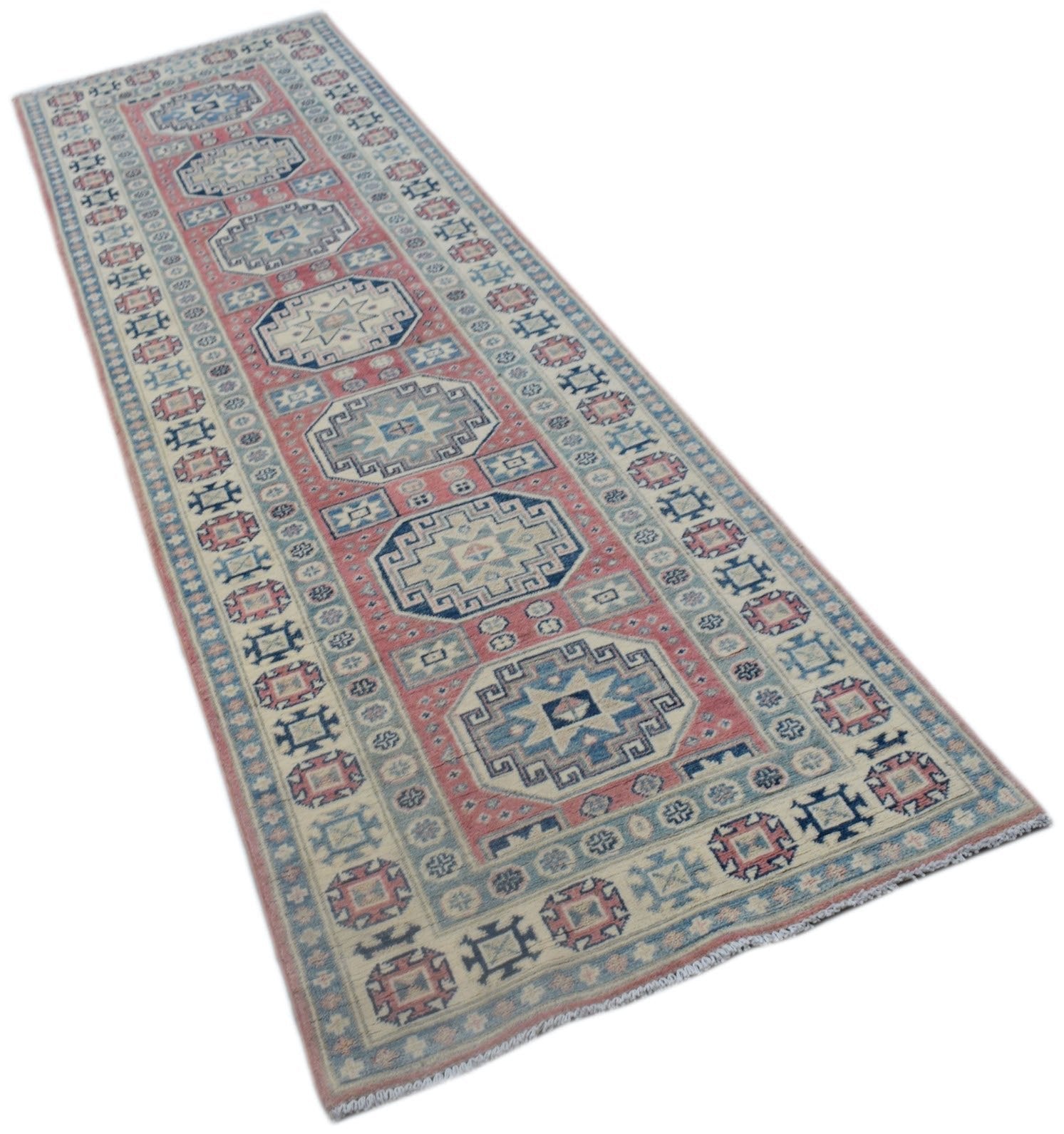 Handmade Afghan Kazakh Hallway Runner | 294 x 82 cm | 9'8" x 2'8" - Najaf Rugs & Textile