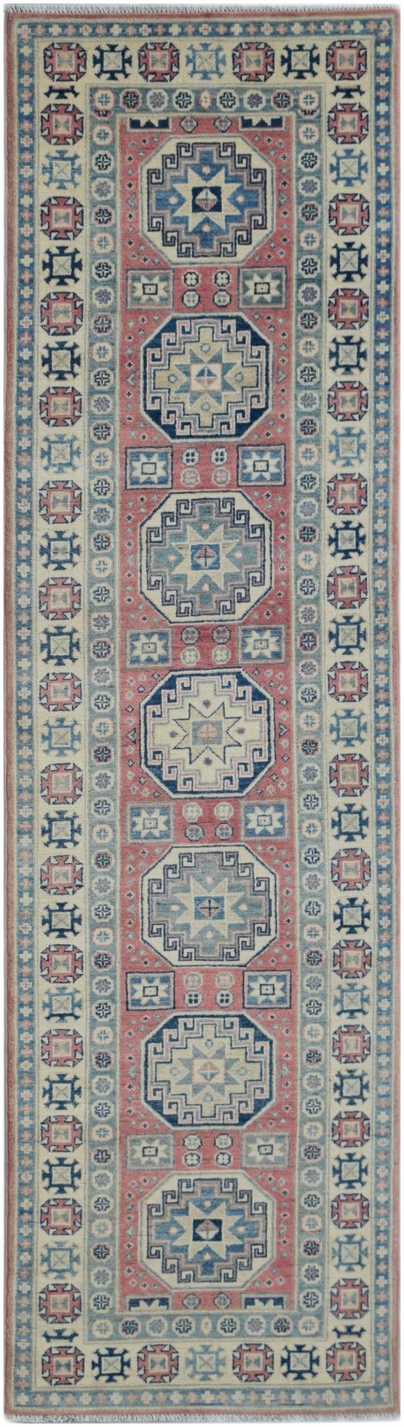 Handmade Afghan Kazakh Hallway Runner | 294 x 82 cm | 9'8" x 2'8" - Najaf Rugs & Textile