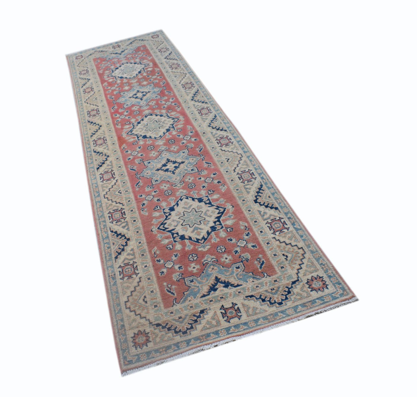 Handmade Afghan Kazakh Hallway Runner | 294 x 85 cm | 9'8" x 2'9" - Najaf Rugs & Textile