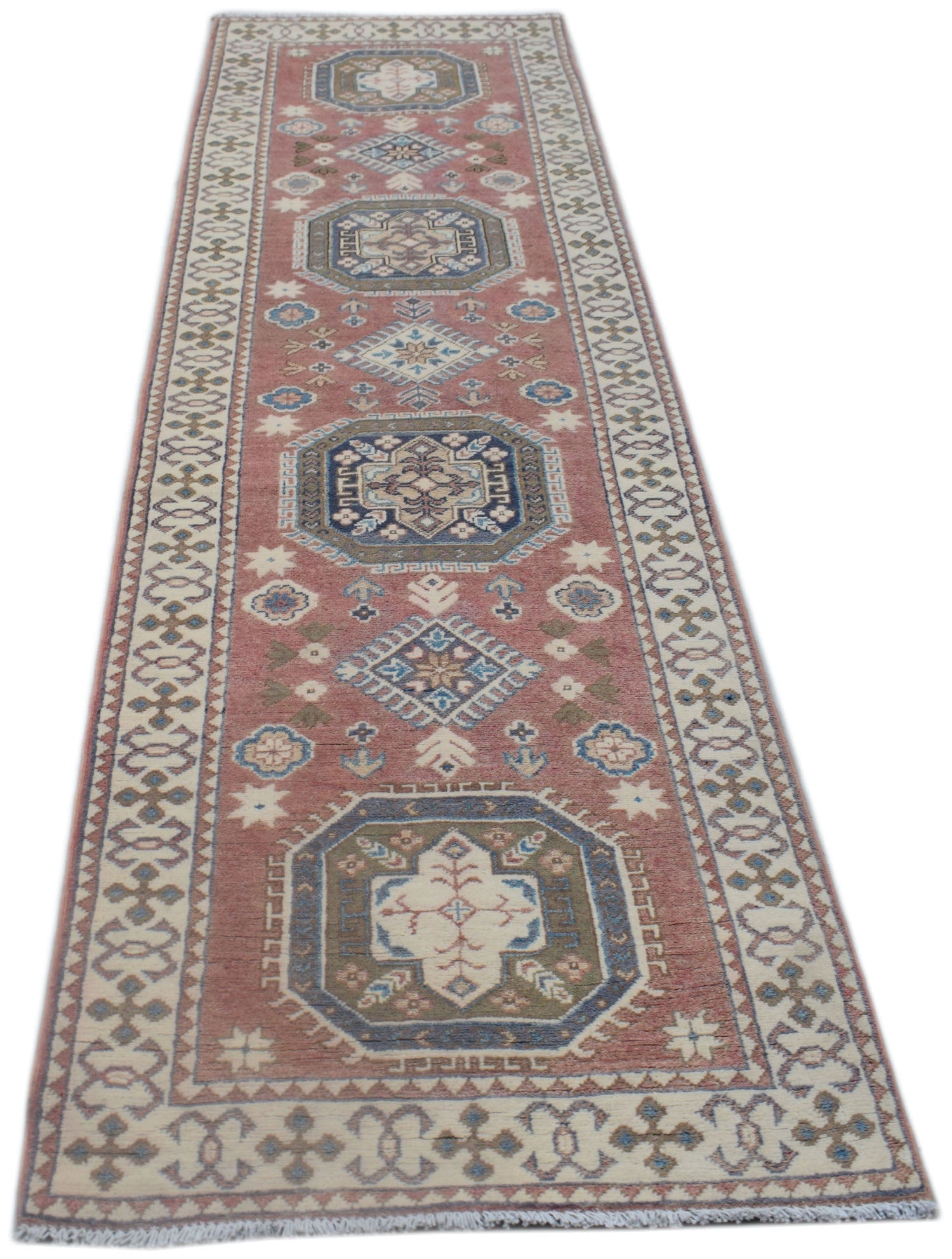 Handmade Afghan Kazakh Hallway Runner | 295 x 80 cm | 9'8" x 2'8" - Najaf Rugs & Textile