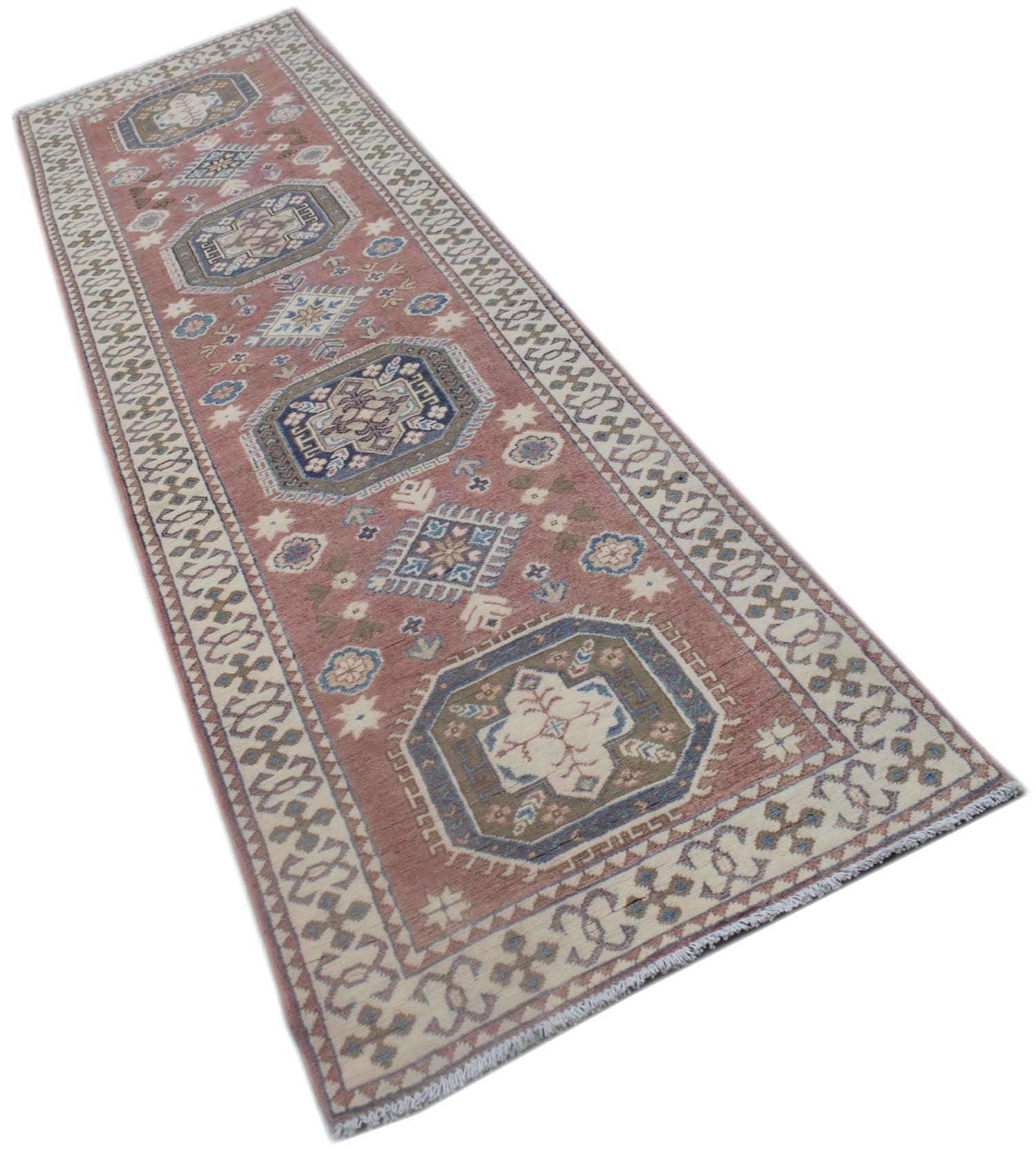 Handmade Afghan Kazakh Hallway Runner | 295 x 80 cm | 9'8" x 2'8" - Najaf Rugs & Textile