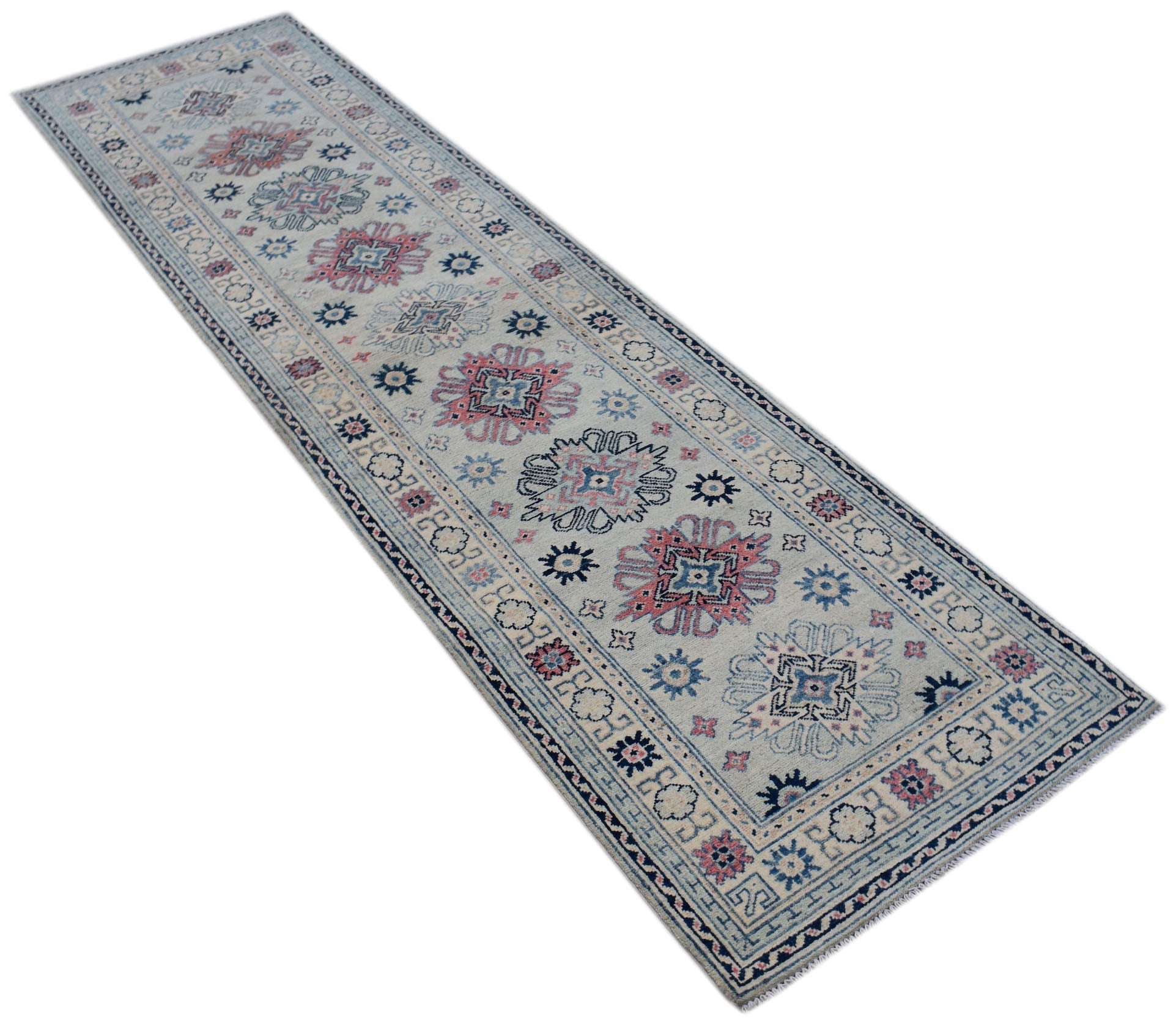 Handmade Afghan Kazakh Hallway Runner | 296 x 84 cm | 9'8" x 2'9" - Najaf Rugs & Textile