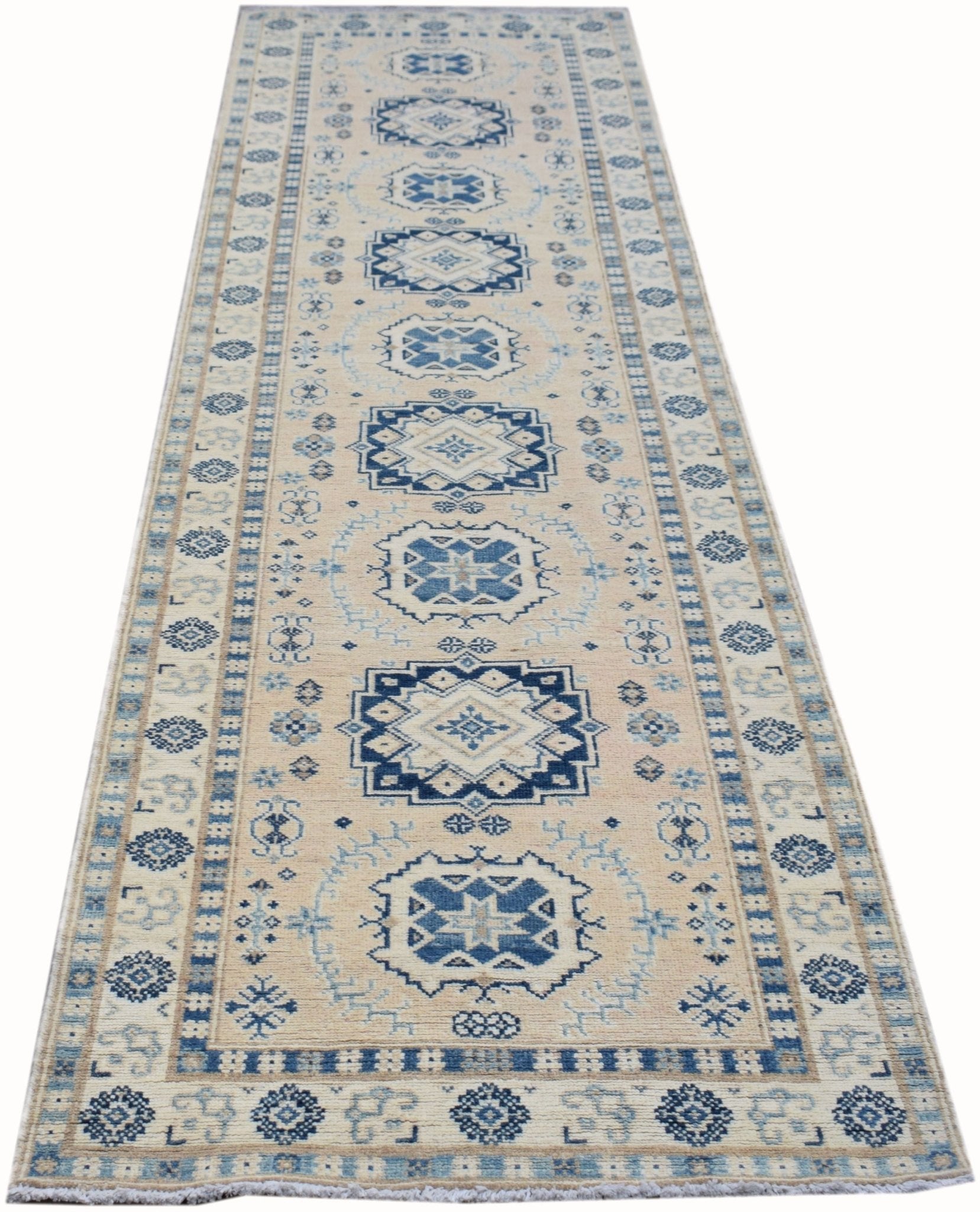 Handmade Afghan Kazakh Hallway Runner | 299 x 80 cm | 9'10" x 2'8" - Najaf Rugs & Textile