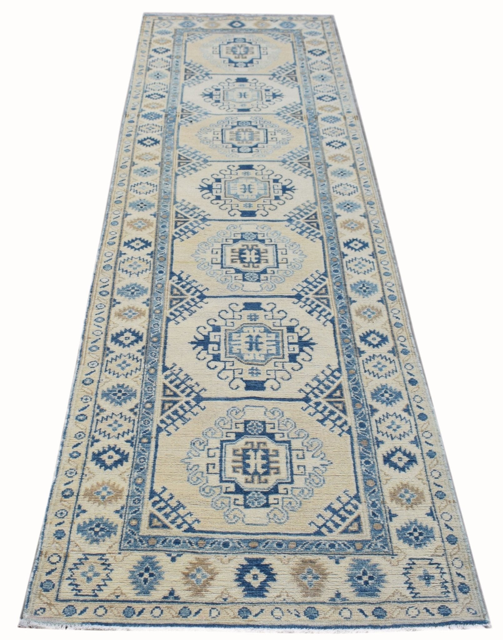 Handmade Afghan Kazakh Hallway Runner | 300 x 79 cm | 9'10" x 2'7" - Najaf Rugs & Textile