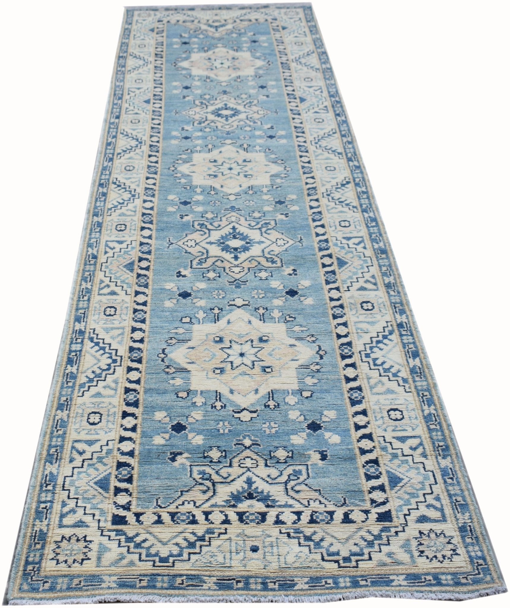 Handmade Afghan Kazakh Hallway Runner | 300 x 80 cm | 9'10" x 2'7" - Najaf Rugs & Textile