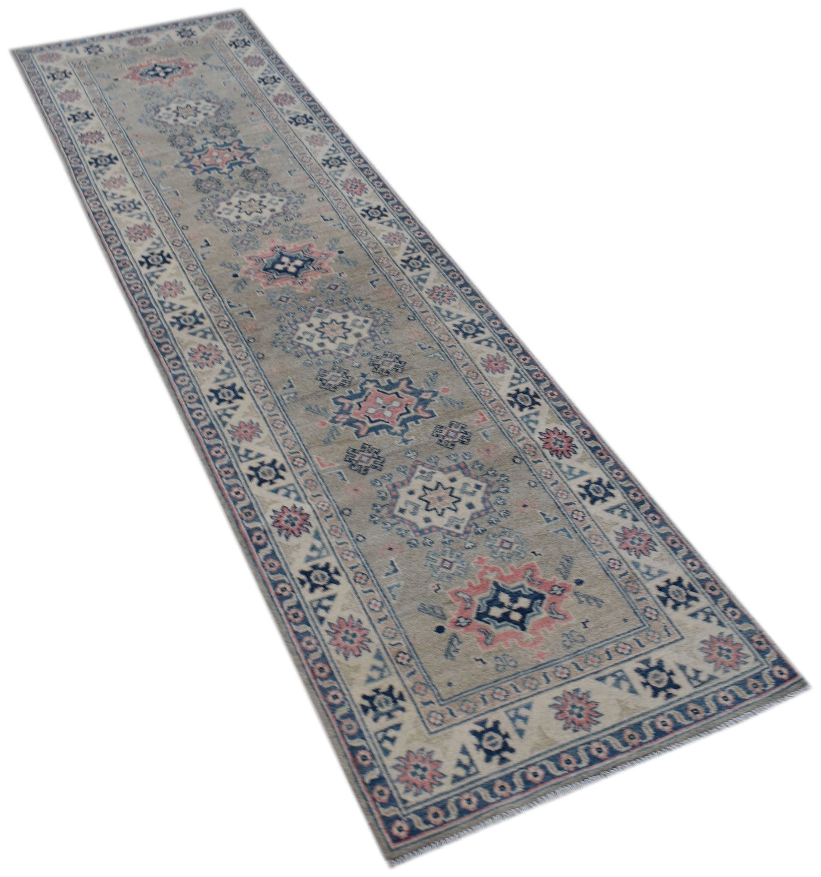 Handmade Afghan Kazakh Hallway Runner | 305 x 83 cm | 10' x 2'8" - Najaf Rugs & Textile