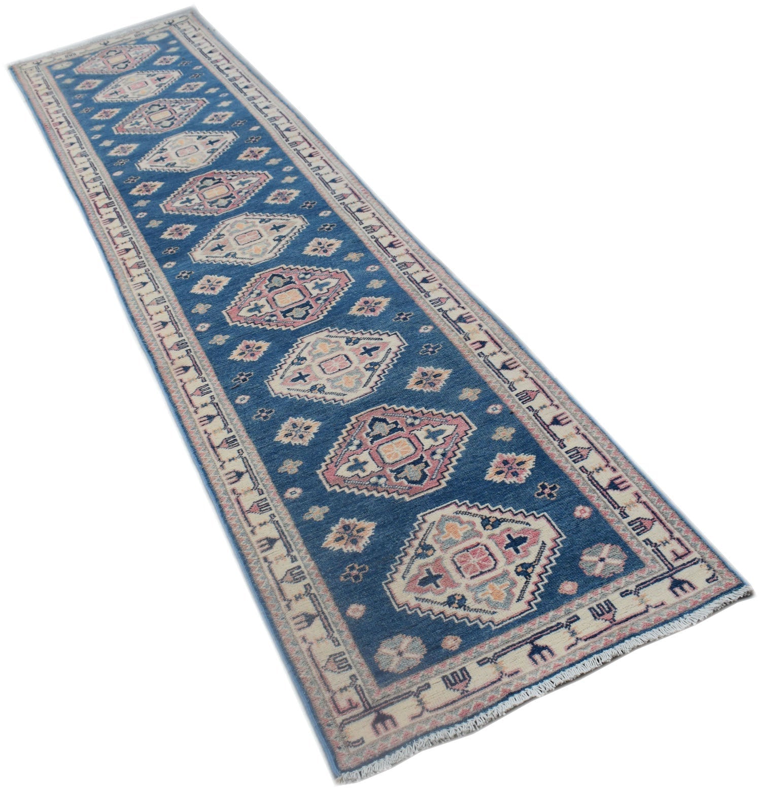 Handmade Afghan Kazakh Hallway Runner | 315 x 67 cm | 10'4" x 2'3" - Najaf Rugs & Textile