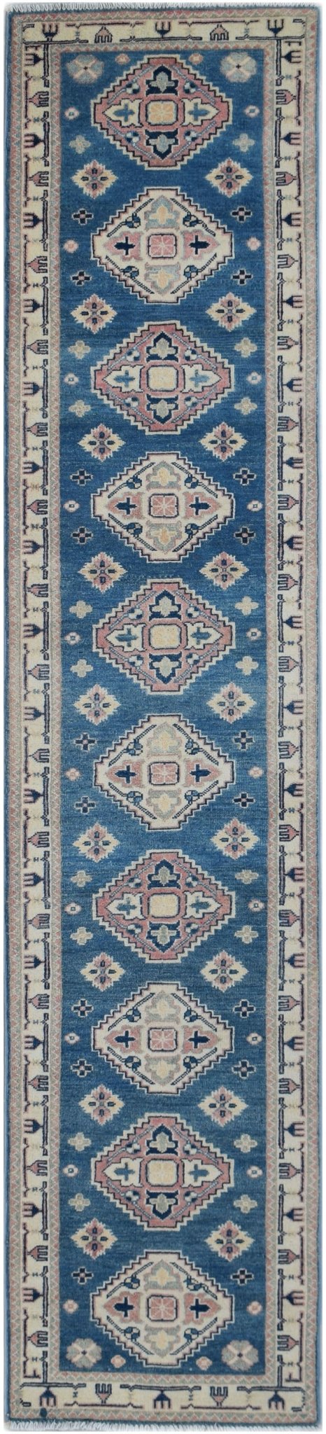 Handmade Afghan Kazakh Hallway Runner | 332 x 65 cm | 10'11" x 2'2" - Najaf Rugs & Textile