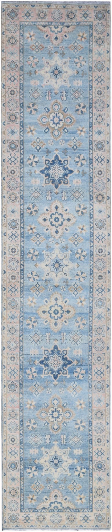 Handmade Afghan Kazakh Hallway Runner | 381 x 79 cm | 12'6" x 2'7" - Najaf Rugs & Textile