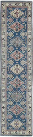 Handmade Afghan Kazakh Hallway Runner | 388 x 90 cm | 12'9" x 2'11" - Najaf Rugs & Textile