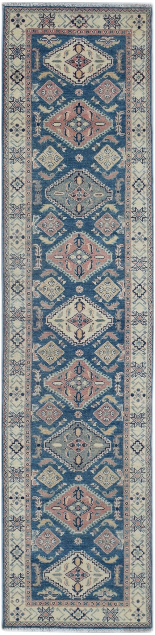 Handmade Afghan Kazakh Hallway Runner | 388 x 90 cm | 12'9" x 2'11" - Najaf Rugs & Textile